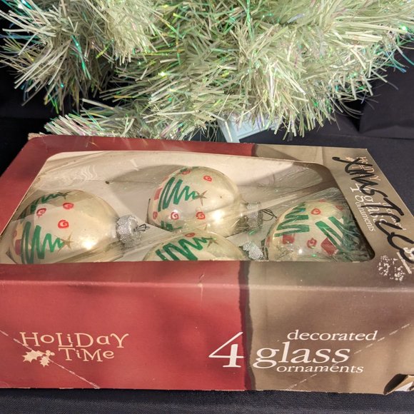 Vtg Holiday Time Rauch Glass Abstract Green Tree Ornaments "R" On The Cap - Picture 10 of 13